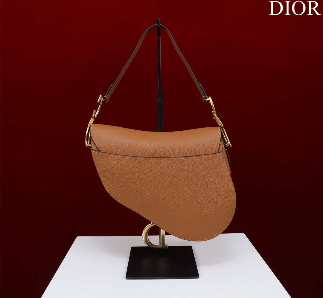 Dior M0456 Mini Saddle Bag With Strap Brown Grained Calfskin