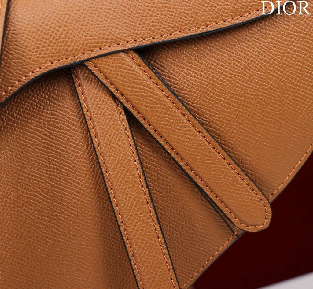 Dior M0456 Mini Saddle Bag With Strap Brown Grained Calfskin