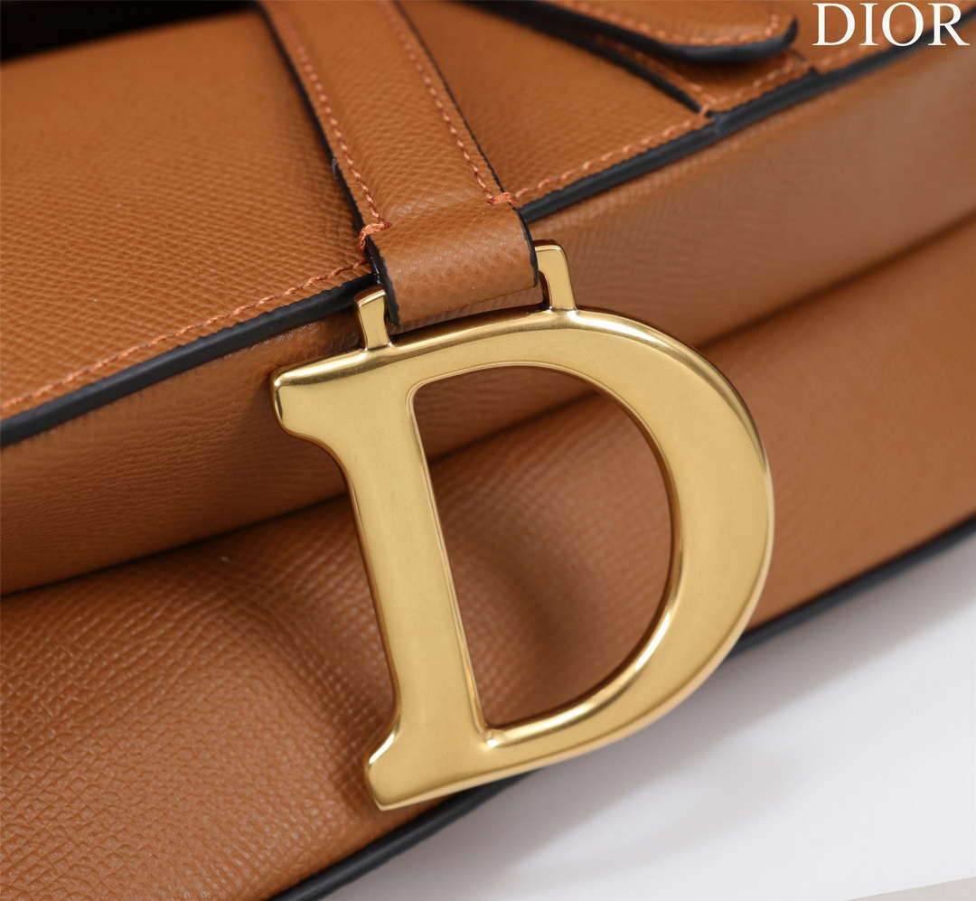Dior M0456 Mini Saddle Bag With Strap Brown Grained Calfskin