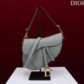 Dior M0456 Mini Saddle Bag With Strap Gray Grained Calfskin - Default Title - View 1
