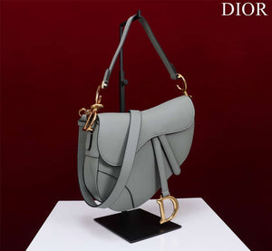 Dior M0456 Mini Saddle Bag With Strap Gray Grained Calfskin - Default Title - View 2