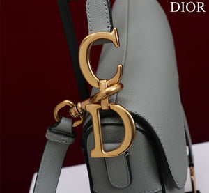 Dior M0456 Mini Saddle Bag With Strap Gray Grained Calfskin - Default Title - View 8