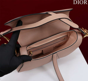 Dior M0456 Mini Saddle Bag With Strap Nude Grained Calfskin - Default Title - View 4