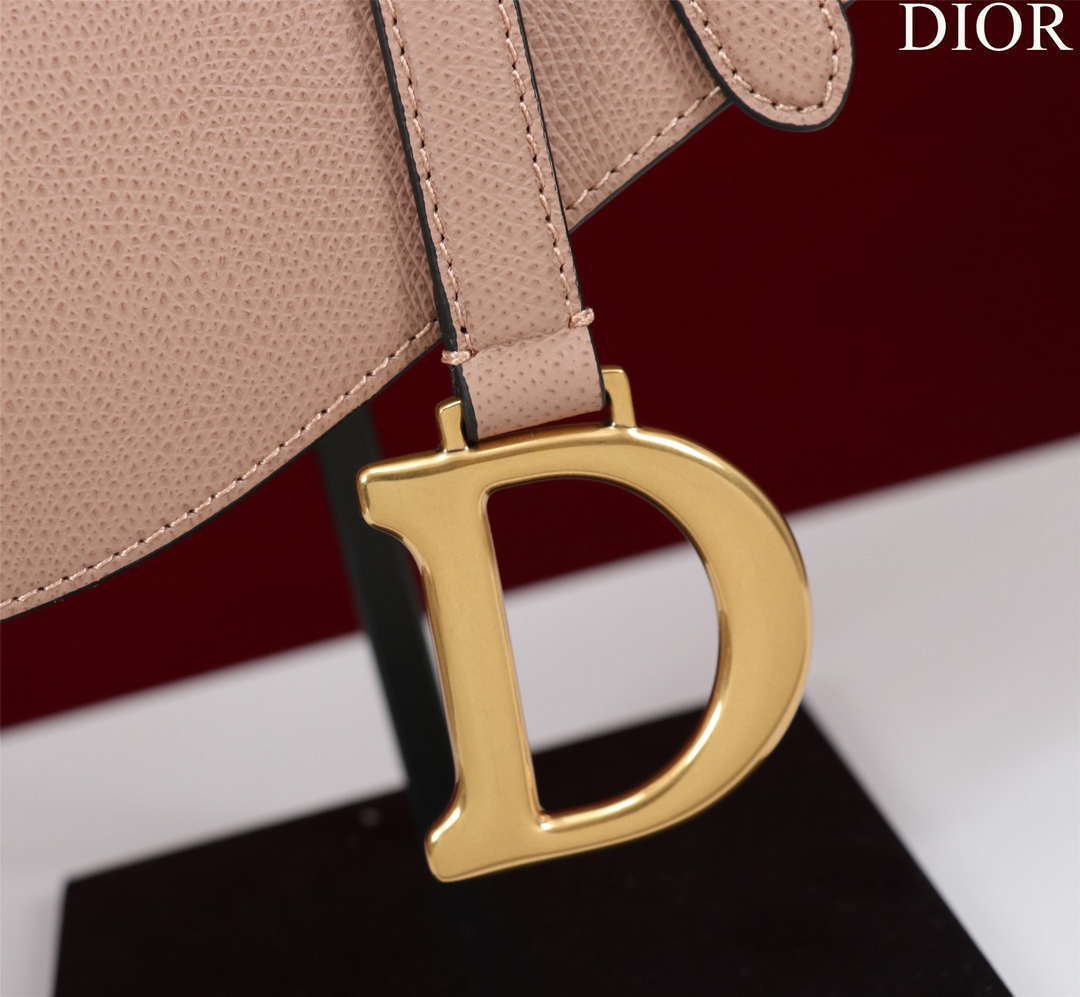 Dior M0456 Mini Saddle Bag With Strap Nude Grained Calfskin