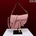 Dior M0456 Mini Saddle Bag With Strap Pink Grained Calfskin - Default Title - View 1