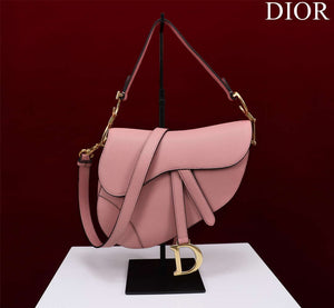 Dior M0456 Mini Saddle Bag With Strap Pink Grained Calfskin - Default Title - View 1