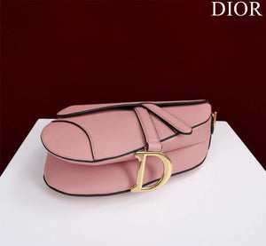 Dior M0456 Mini Saddle Bag With Strap Pink Grained Calfskin - Default Title - View 4