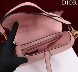 Dior M0456 Mini Saddle Bag With Strap Pink Grained Calfskin - Default Title - View 5