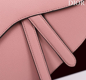 Dior M0456 Mini Saddle Bag With Strap Pink Grained Calfskin - Default Title - View 7