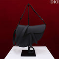 Dior M0456 Mini Saddle Bag With Strap plain matte Black Calfskin - Default Title - View 1