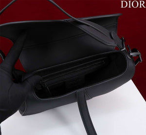 Dior M0456 Mini Saddle Bag With Strap plain matte Black Calfskin - Default Title - View 6