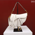 Dior M0456 Mini Saddle Bag With Strap White Grained Calfskin - Default Title - View 1