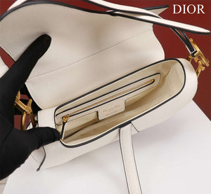 Dior M0456 Mini Saddle Bag With Strap White Grained Calfskin - Default Title - View 5