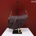 Dior M0456 Mini Saddle Bag With Strap Wine Red Grained Calfskin - Default Title - View 1