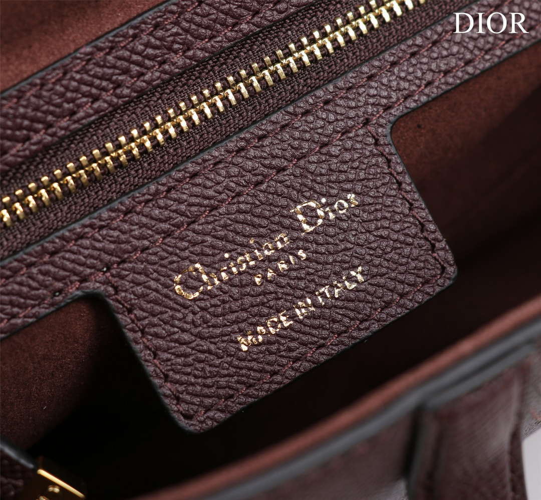 Dior M0456 Mini Saddle Bag With Strap Wine Red Grained Calfskin