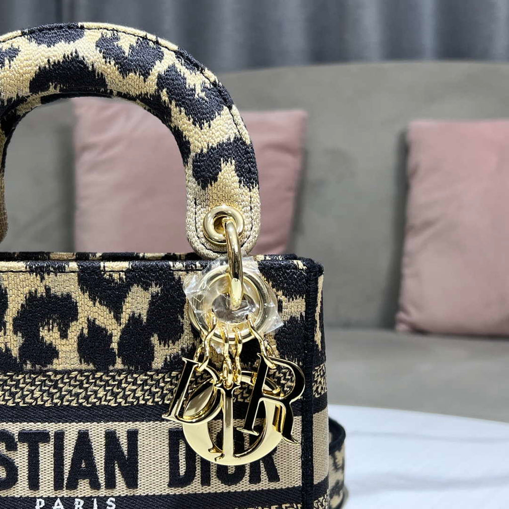 Dior M0500 MINI Lady D-LITE Bag Beige Multicolor Mizza Embroidery