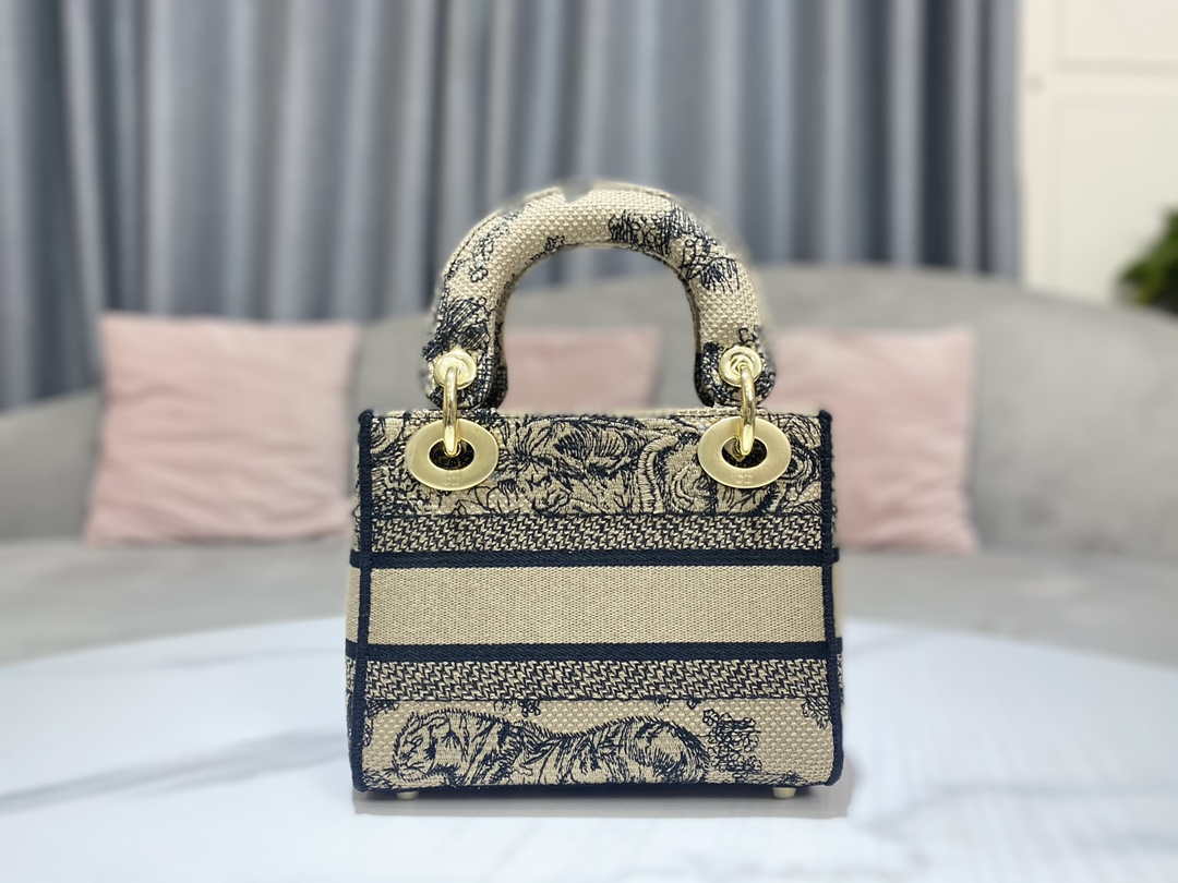 Dior M0500 MINI Lady D-LITE Bag Brown Toile de Jouy Embroidery - Default Title - View 3