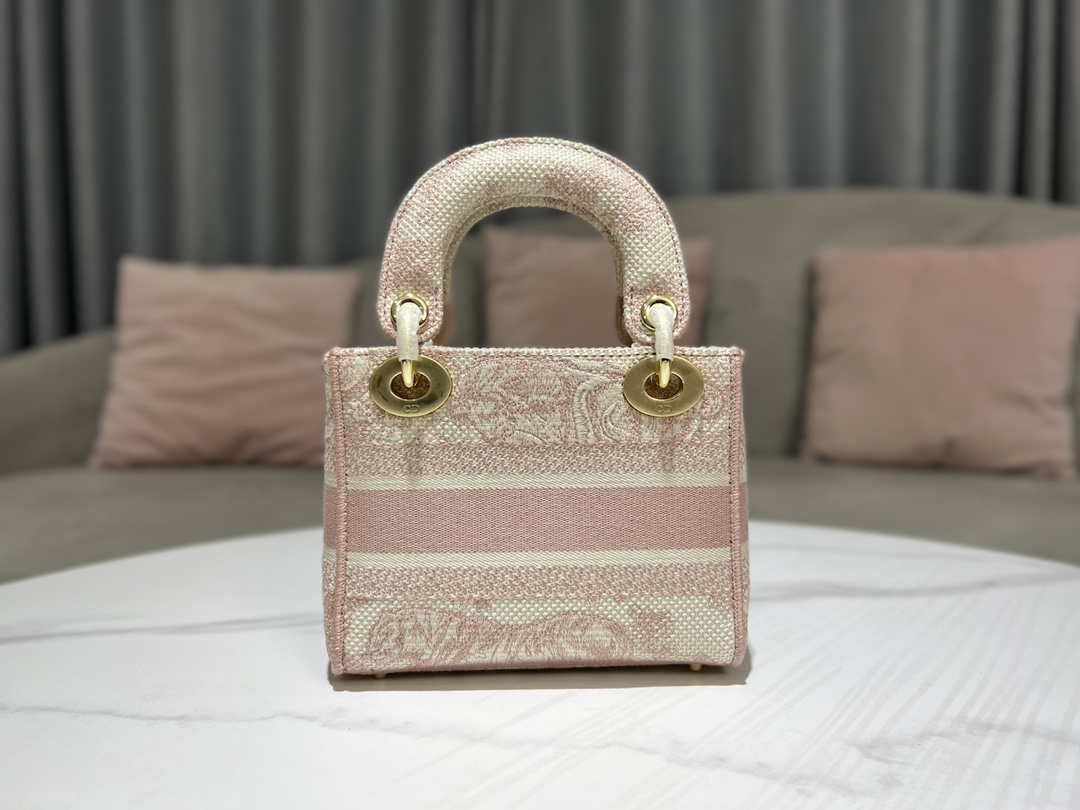 Dior M0500 MINI Lady D-LITE Bag Pink Toile de Jouy Embroidery - Default Title - View 3