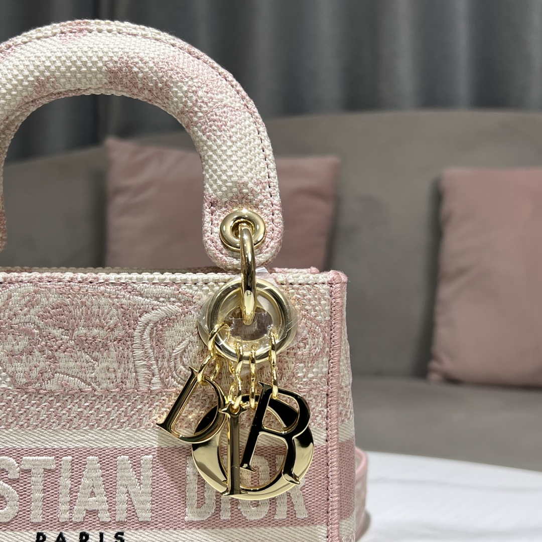 Dior M0500 MINI Lady D-LITE Bag Pink Toile de Jouy Embroidery - Default Title - View 4