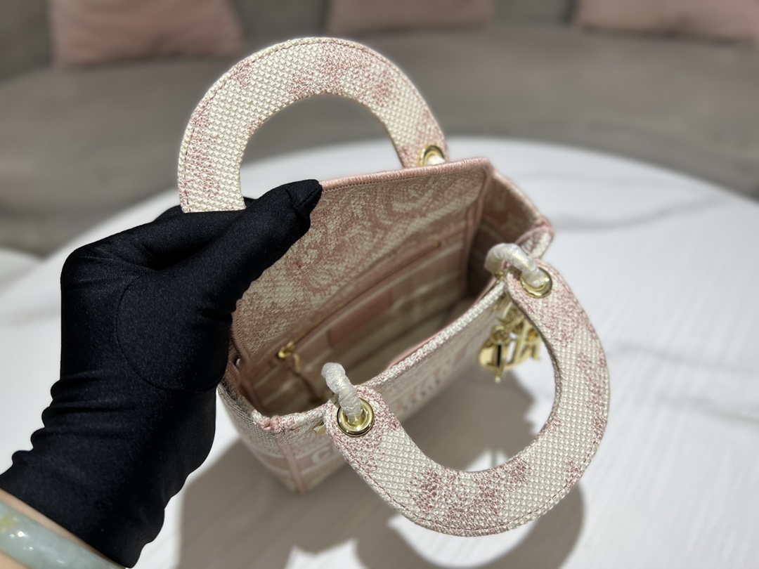 Dior M0500 MINI Lady D-LITE Bag Pink Toile de Jouy Embroidery - Default Title - View 8