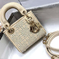 Dior M0505 Mini Dior Lady Bag Apricot Metallic Cannage Lambskin with Embroidered Beads - Default Title - View 1