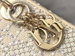 Dior M0505 Mini Dior Lady Bag Apricot Metallic Cannage Lambskin with Embroidered Beads - Default Title - View 6
