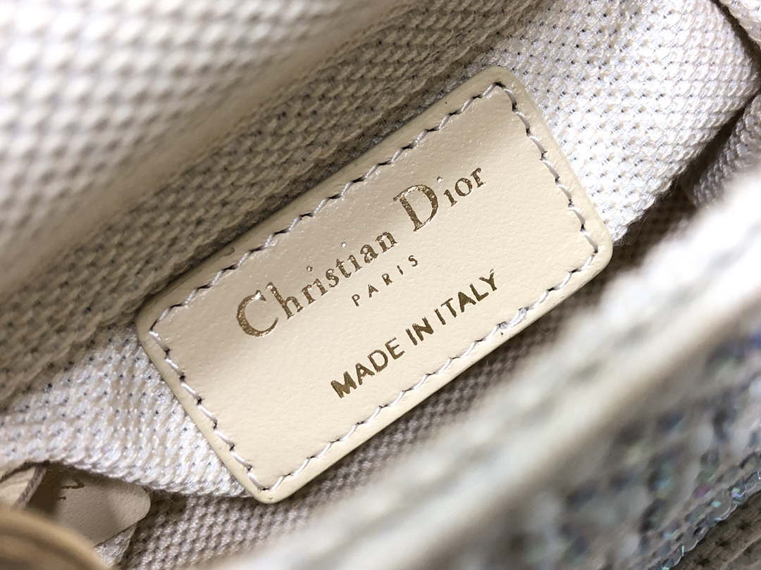 Dior M0505 Mini Dior Lady Bag Apricot Metallic Cannage Lambskin with Embroidered Beads - Default Title - View 9