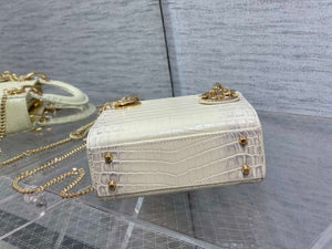 Dior M0505 Mini Dior Lady Bag Beige Cannage Crocodile Gold - Default Title - View 7