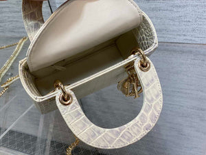 Dior M0505 Mini Dior Lady Bag Beige Cannage Crocodile Gold - Default Title - View 8