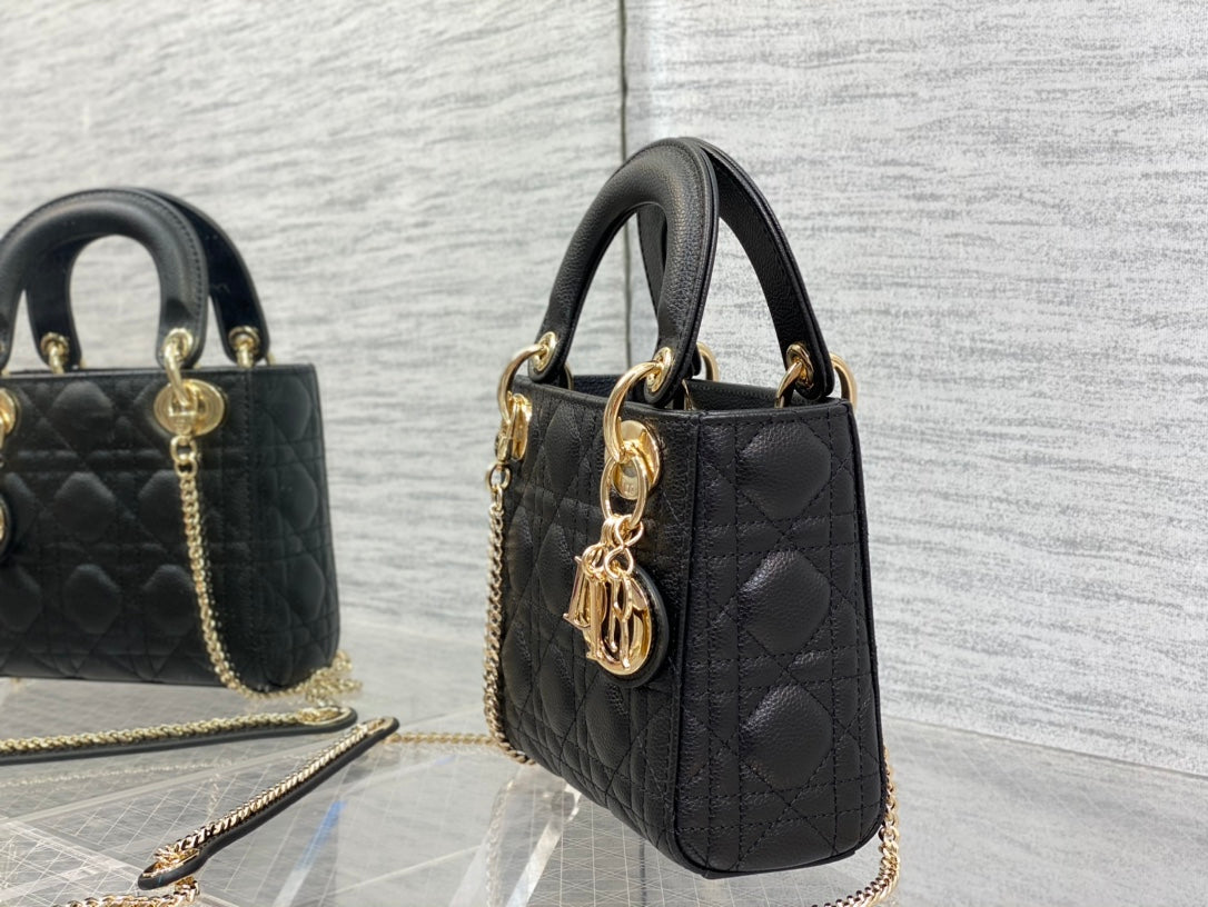 Dior M0505 Mini Dior Lady Bag Black Cannage Calfskin Gold - Default Title - View 6