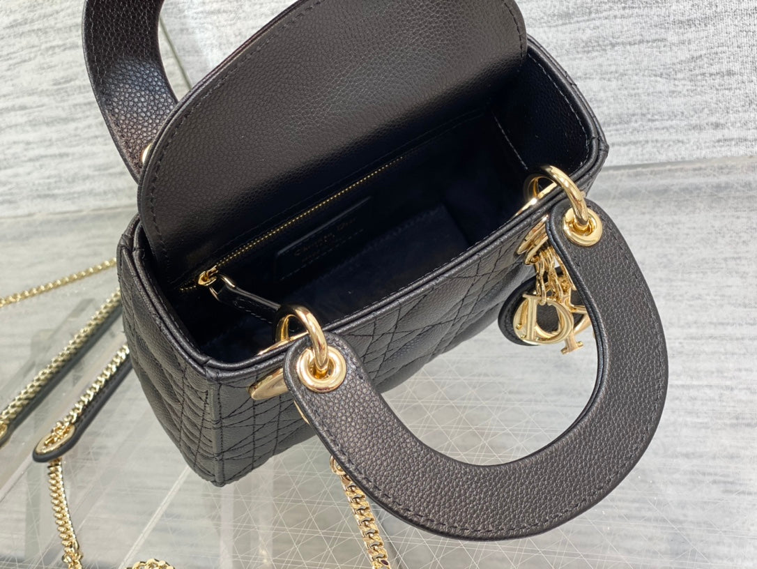 Dior M0505 Mini Dior Lady Bag Black Cannage Calfskin Gold - Default Title - View 8