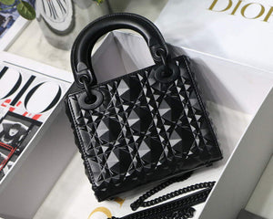 Dior M0505 Mini Dior Lady Bag Black Cannage Calfskin with Diamond Motif - Default Title - View 5