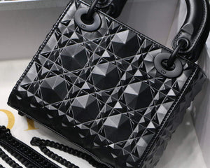 Dior M0505 Mini Dior Lady Bag Black Cannage Calfskin with Diamond Motif - Default Title - View 6