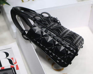 Dior M0505 Mini Dior Lady Bag Black Cannage Calfskin with Diamond Motif - Default Title - View 7