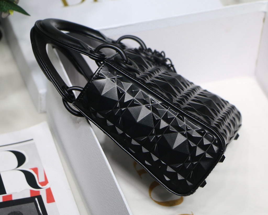 Dior M0505 Mini Dior Lady Bag Black Cannage Calfskin with Diamond Motif