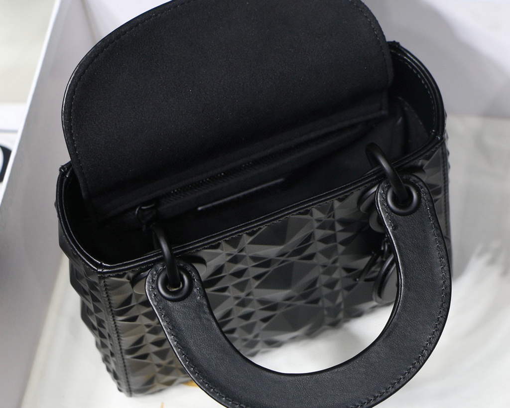 Dior M0505 Mini Dior Lady Bag Black Cannage Calfskin with Diamond Motif