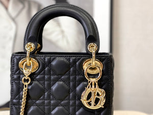 Dior M0505 Mini Dior Lady Bag Black Cannage lambskin Gold - Default Title - View 5
