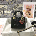 Dior M0505 Mini Dior Lady Bag Black Cannage lambskin Gold with Red Logo - Default Title - View 1