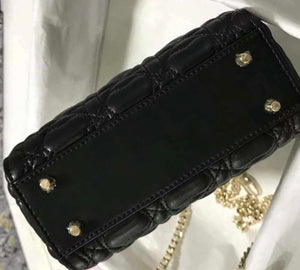 Dior M0505 Mini Dior Lady Bag Black Cannage lambskin Gold with Red Logo - Default Title - View 4