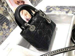 Dior M0505 Mini Dior Lady Bag Black Cannage lambskin Sliver - Default Title - View 5
