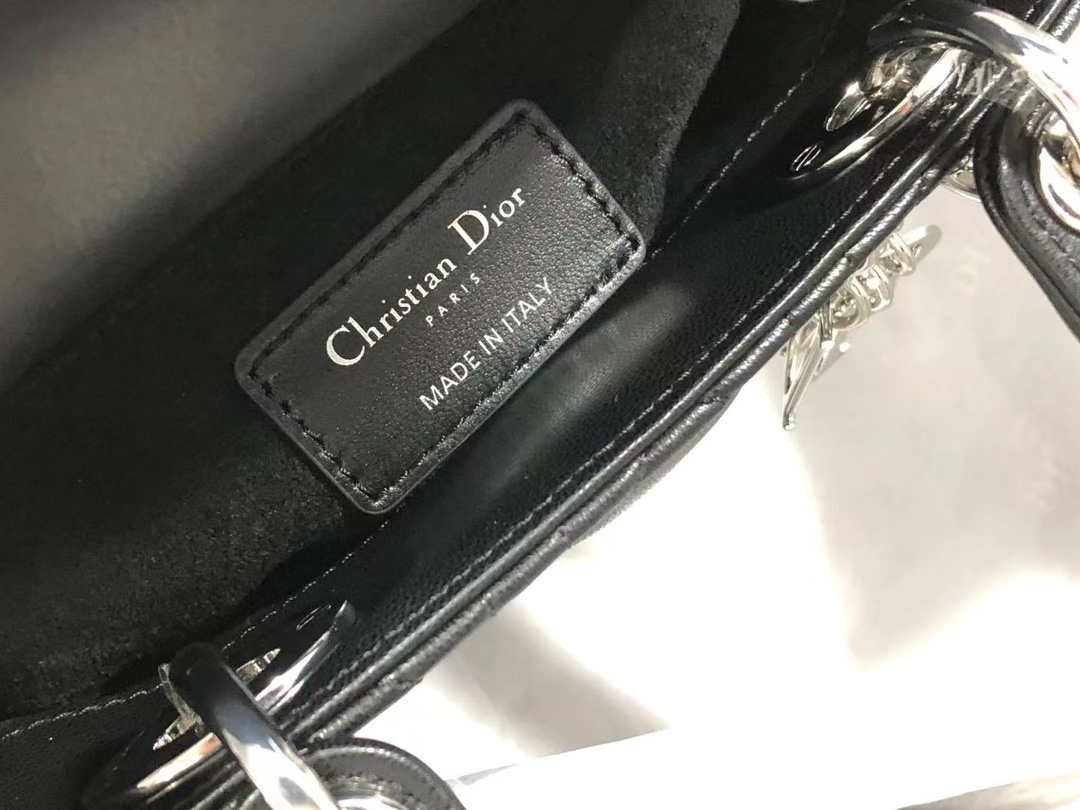 Dior M0505 Mini Dior Lady Bag Black Cannage lambskin Sliver - Default Title - View 9