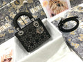 Dior M0505 Mini Dior Lady Bag Black Metallic Cannage Lambskin with Beaded Embroidery