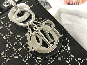 Dior M0505 Mini Dior Lady Bag Black Metallic Cannage Lambskin with Beaded Embroidery - Default Title - View 6