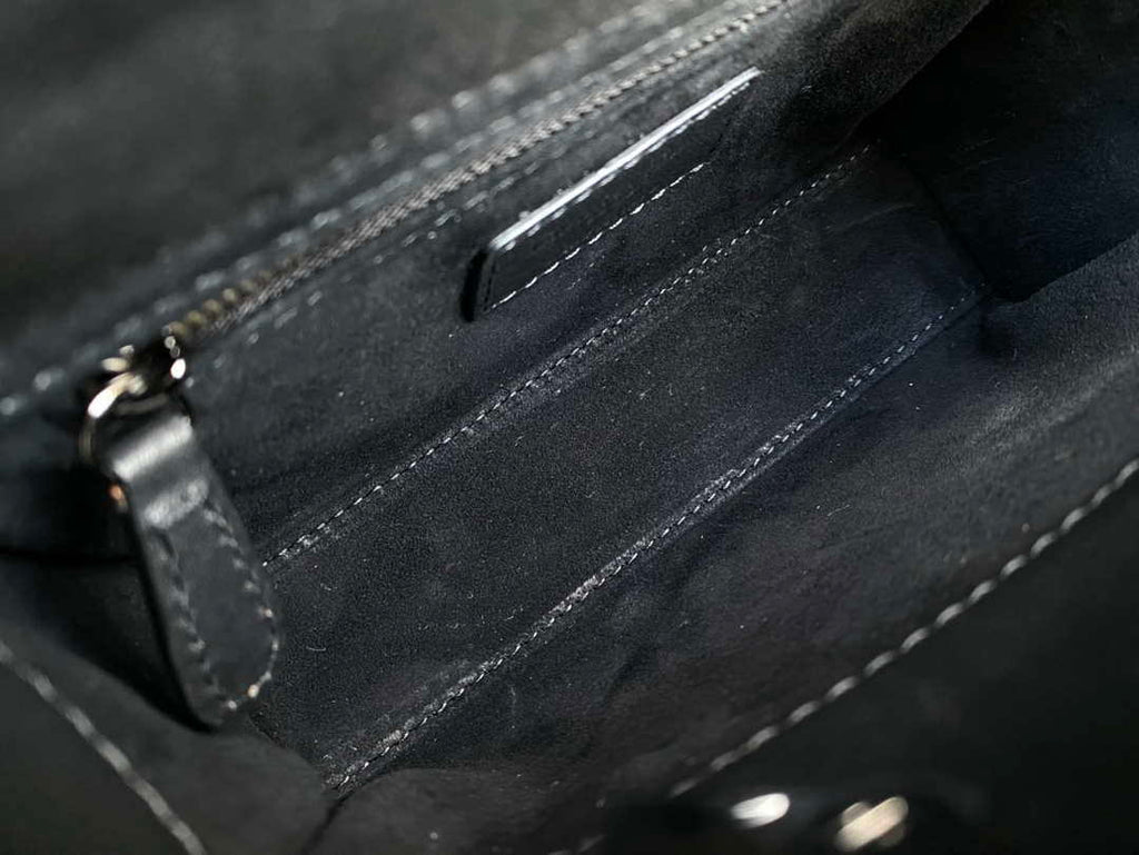 Dior  Mini Dior Lady Bag Navy Black Metallic Cannage Lambskin with Beaded Embroidery M0505 Black