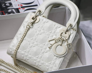 Dior M0505 Mini Dior Lady Bag White Cannage Calfskin with Diamond Motif - Default Title - View 3