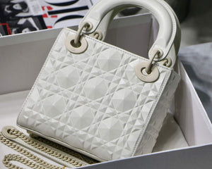 Dior M0505 Mini Dior Lady Bag White Cannage Calfskin with Diamond Motif - Default Title - View 7