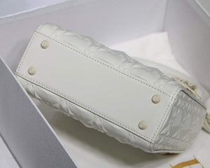 Dior M0505 Mini Dior Lady Bag White Cannage Calfskin with Diamond Motif - Default Title - View 9