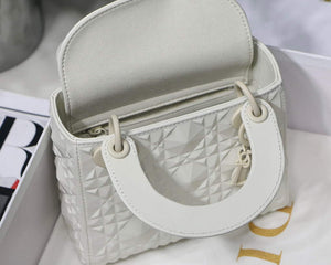 Dior M0505 Mini Dior Lady Bag White Cannage Calfskin with Diamond Motif - Default Title - View 10
