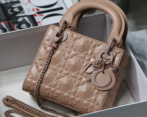 Dior M0505 Mini Dior Lady Bag Nude Cannage Calfskin with Diamond Motif - Default Title - View 3
