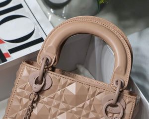 Dior M0505 Mini Dior Lady Bag Nude Cannage Calfskin with Diamond Motif - Default Title - View 5